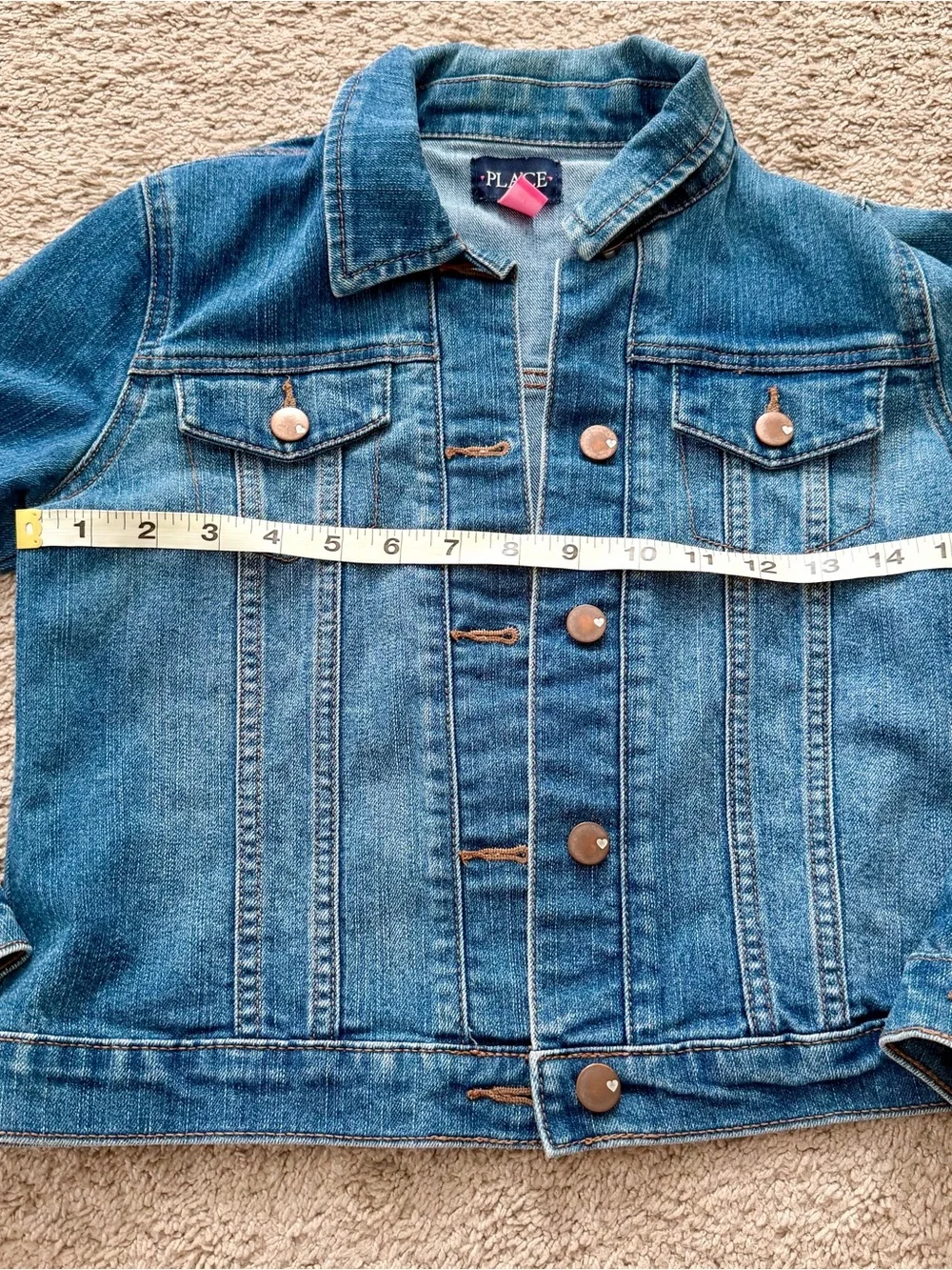 Childrens Place Girls Jacket Size L 10/12 Long Sleeve Button Front Denim Coat